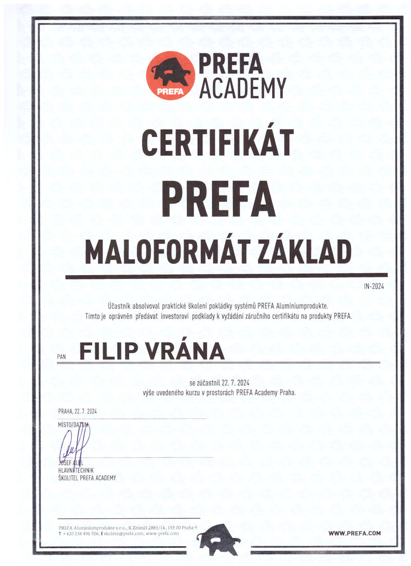 Certifikace Prefa